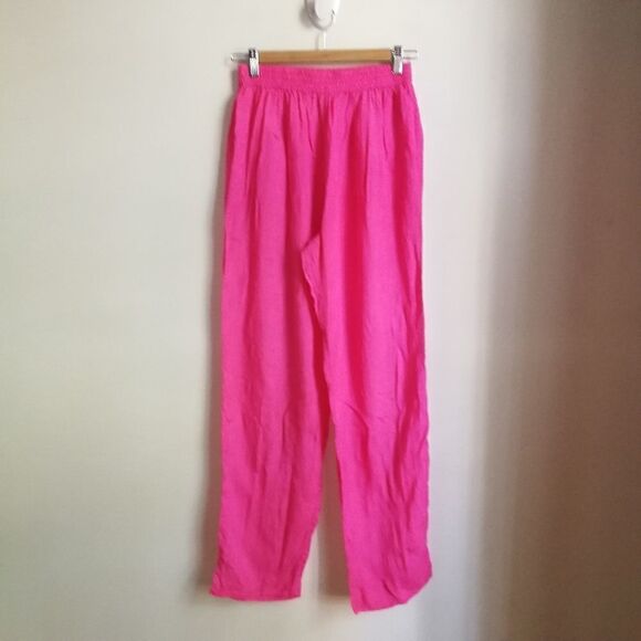 VINTAGE Y2K Bubble Pink Satin Light Silky High-rise Tapered Trouser Pants Small - Picture 3 of 14